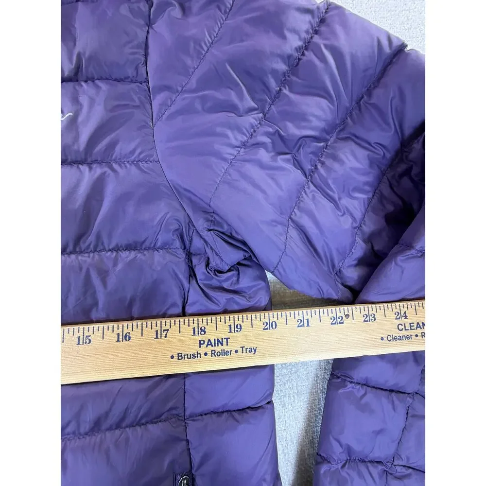 Eddie Bauer Men's Small Purple 80% Down Full Zip Long Sleeve Puffer Jacket Coat